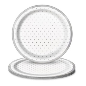 8 Elegant Silver Dots 7" Plates