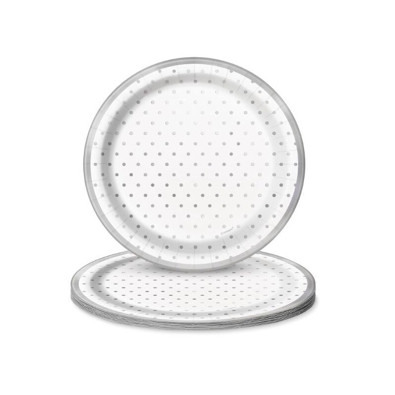 8 Elegant Silver Dots 7" Plates