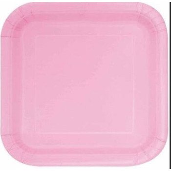 20 Pratos quadrados 17cm Rosa Claro