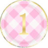 8 Pratos Rosa 1st Birthday Round 9 polegadas
