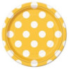 Prato amarelo bolas brancas 17 cm