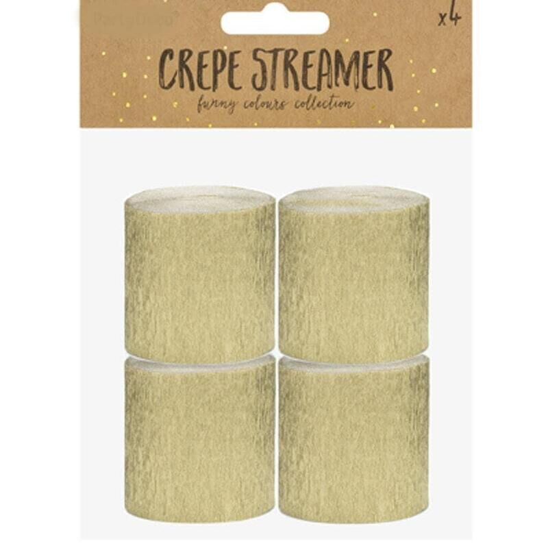 4 rolos papel crepe dourado 5cm/10m