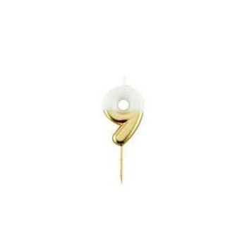 Vela de aniversário Branco/ouro metalizado 10,5cm n9