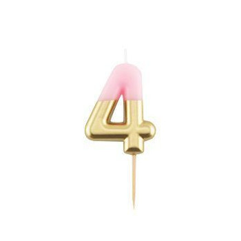 Vela de aniversário Rosa/ouro metalizado 10,5cm n8