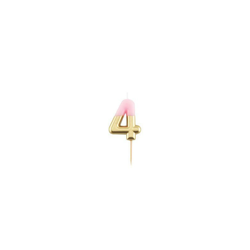 Vela de aniversário Rosa/ouro metalizado 10,5cm n8