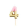 Vela de aniversário Rosa/ouro metalizado 10,5cm n8