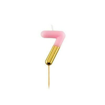 Vela de aniversário Rosa/ouro metalizado 10,5cm n7