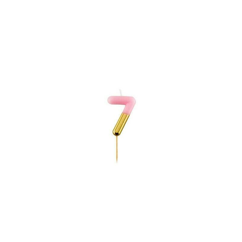 Vela de aniversário Rosa/ouro metalizado 10,5cm n7