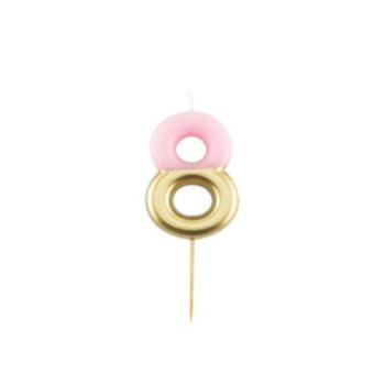 Vela de aniversário Rosa/ouro metalizado 10,5cm n8