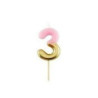 Vela de aniversário Rosa/ouro metalizado 10,5cm n3