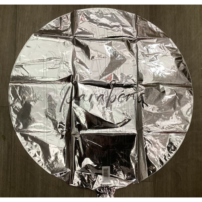 Balão Foil Redondo Prateado 18" Parabéns Parabéns