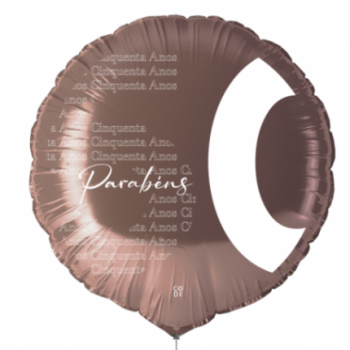 Balão Foil Redondo Rose Gold 18" Parabéns 50 Anos