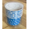 6 Taças com colher azul com bolinhas brancas