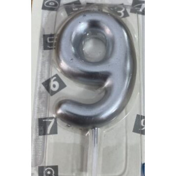 Vela Prateada 6cm nº9