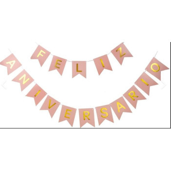 Bandeira Feliz Aniversário 3m Rosa