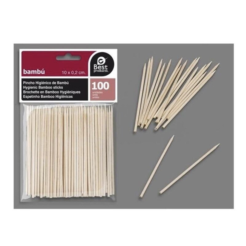 100 Palitos de Bambú 10x0.2cm
