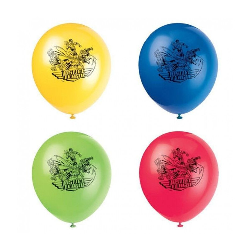 8 Balões Latex 12" Liga da Justiça