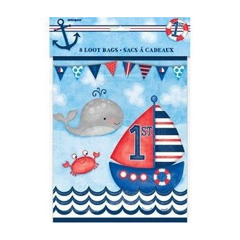8 Sacos de lembranças 1st Birthday Nauticaç