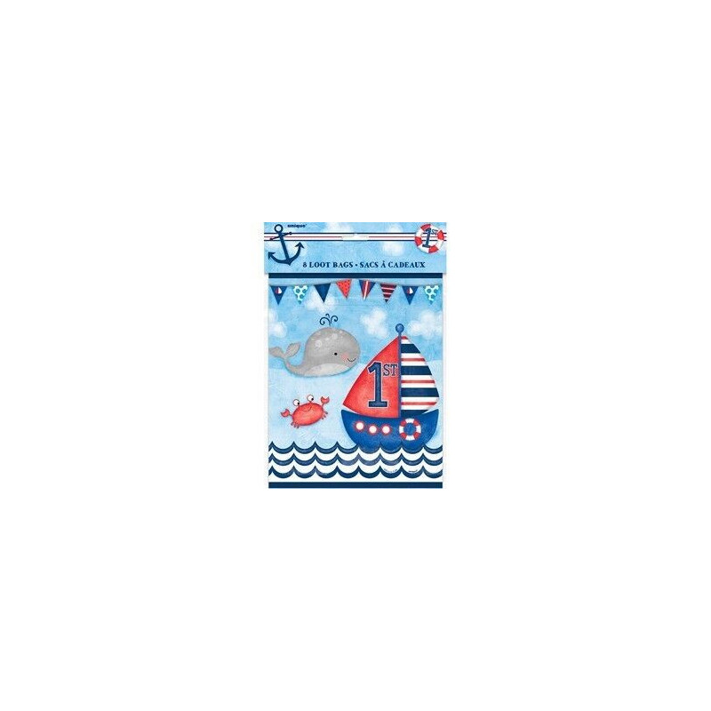8 Sacos de lembranças 1st Birthday Nauticaç