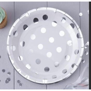 Pratos pick and mix polka dot - prata