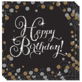 16 Guardanapos 33x33cm Happy Birthday