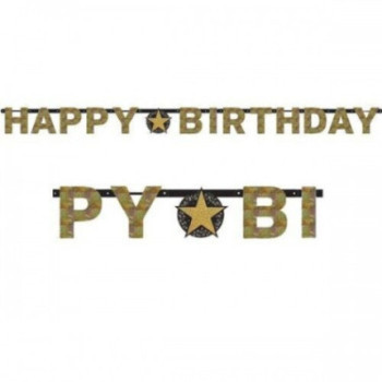 Banner Happy Birthday Gold 213x17cm