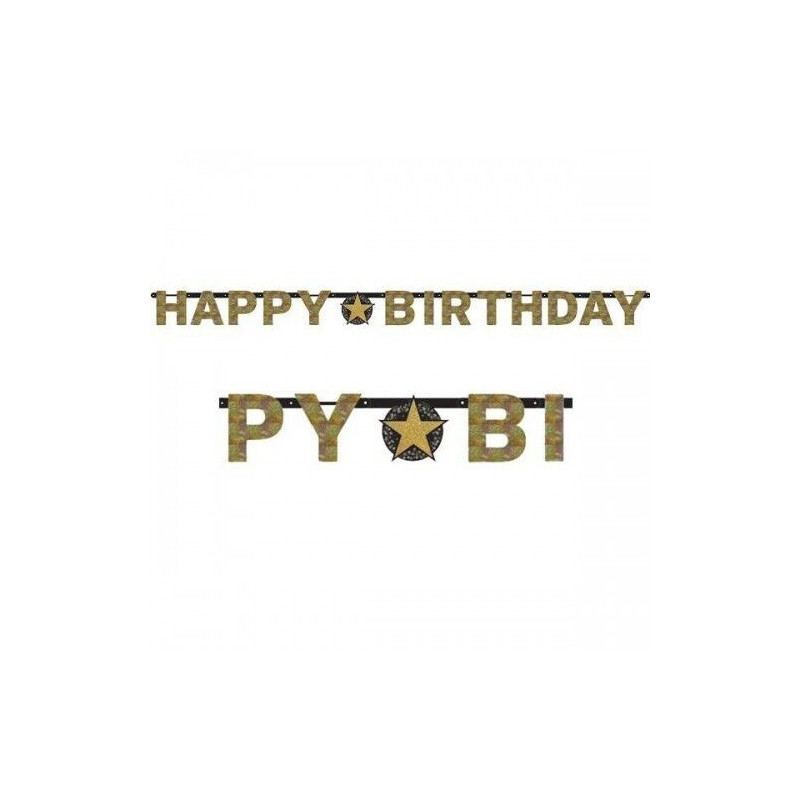 Banner Happy Birthday Gold 213x17cm