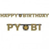 Banner Happy Birthday Gold 213x17cm