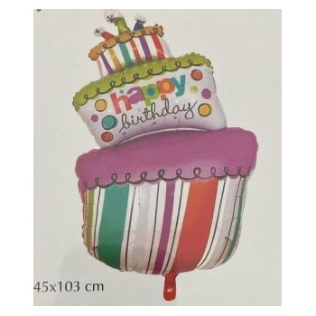 Balão Foil Happy Birthday Boa Festa 45x103cm