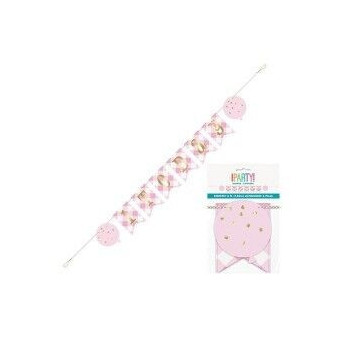 Banner 1st Birthday Pink 1,82m  6 peças