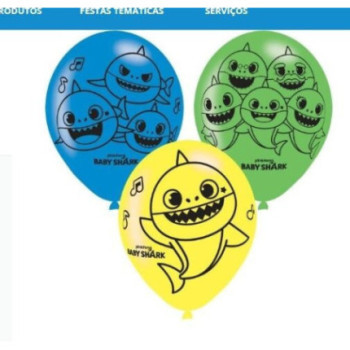 6 balões de latex Baby Shark