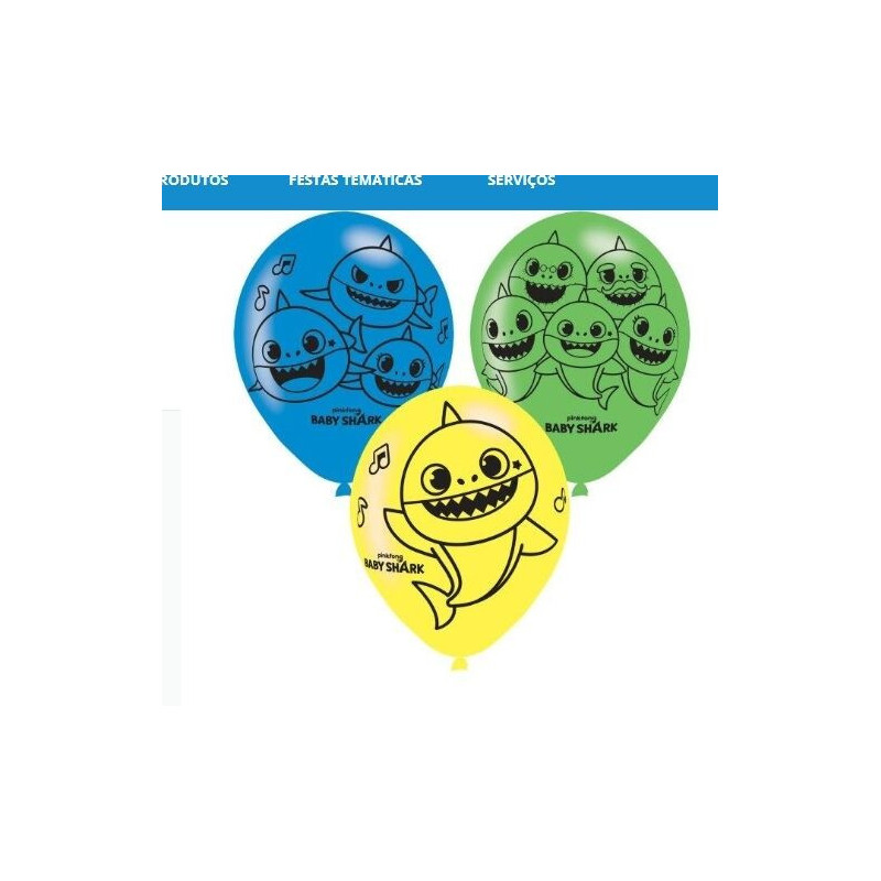 6 balões de latex Baby Shark