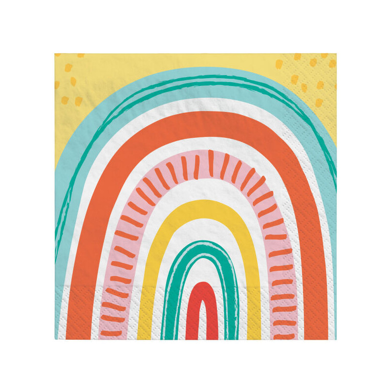 16 Guardanapos Retro Rainbow 33cm