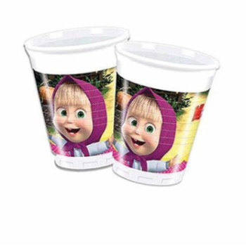 8 Copos de Plástico Masha 200ml