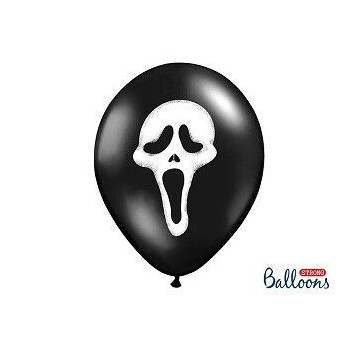 6 baloes latex pretos Halloween