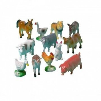 12 Animais da Quinta Plástico de 3 a 6cm