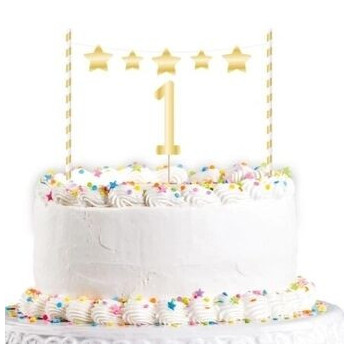 Topper Bandeirola e 1º aniversário Ouro