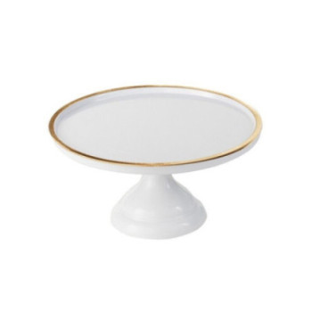 cake stand melanina 30x20 branco e dourado