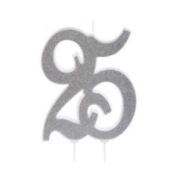 Vela prata 25anos - H12cm