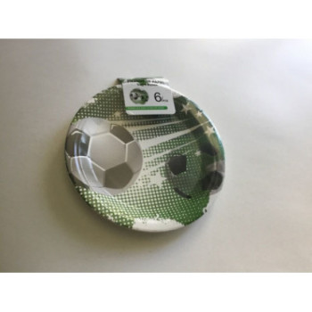 6 pratos de papel futebol 18cm