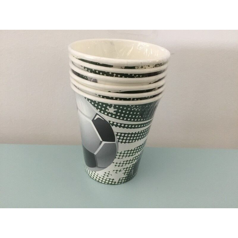 6 Copos de papel futebol