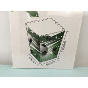 6 caixas pipocas Futebol 55x55x110mm