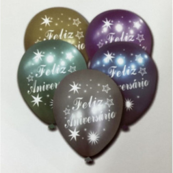 Baloes decorativos Feliz aniversario  5pcs