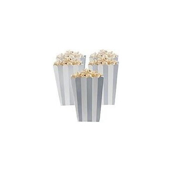 5 Caixas de Pipocas Riscas - Prateado