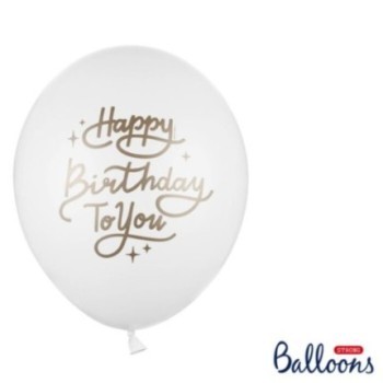 Balão de Latex 12" Happy birthday dourado