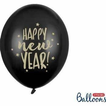 6 balões latex  happy new year preto
