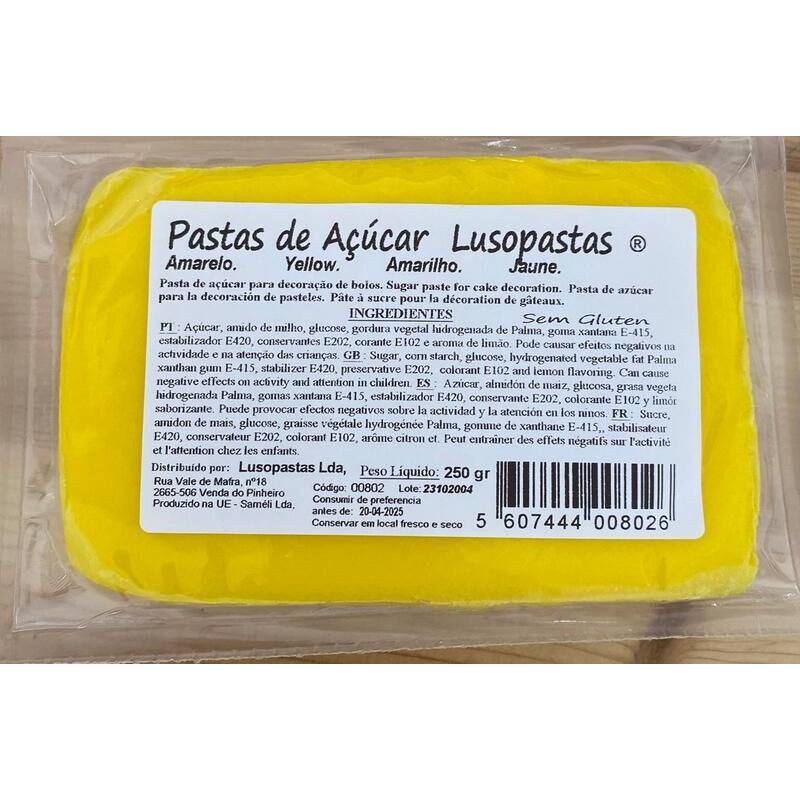Pasta de Açucar Lusopastas 250g amarelo