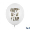 6 Balões Latex 30cm Happy New Year branco