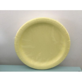 20 pratos 18cm 100% papel amarelo claro