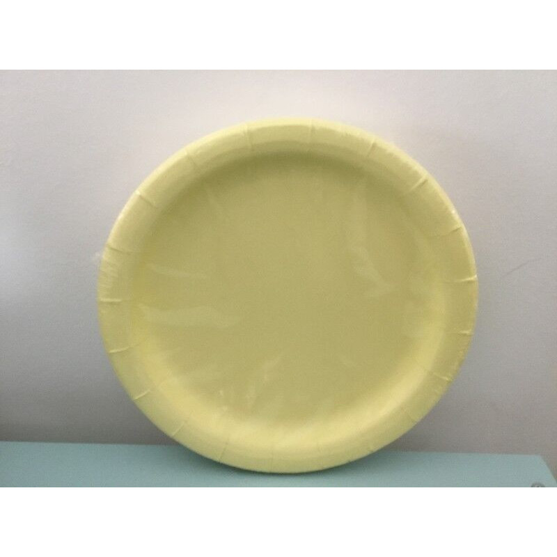 20 pratos 18cm 100% papel amarelo claro
